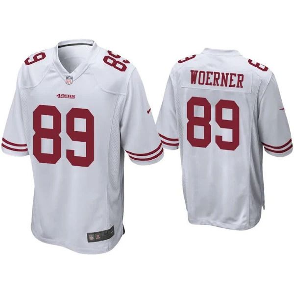 Men San Francisco 49ers #89 Charlie Woerner Nike White Player Game NFL Jersey